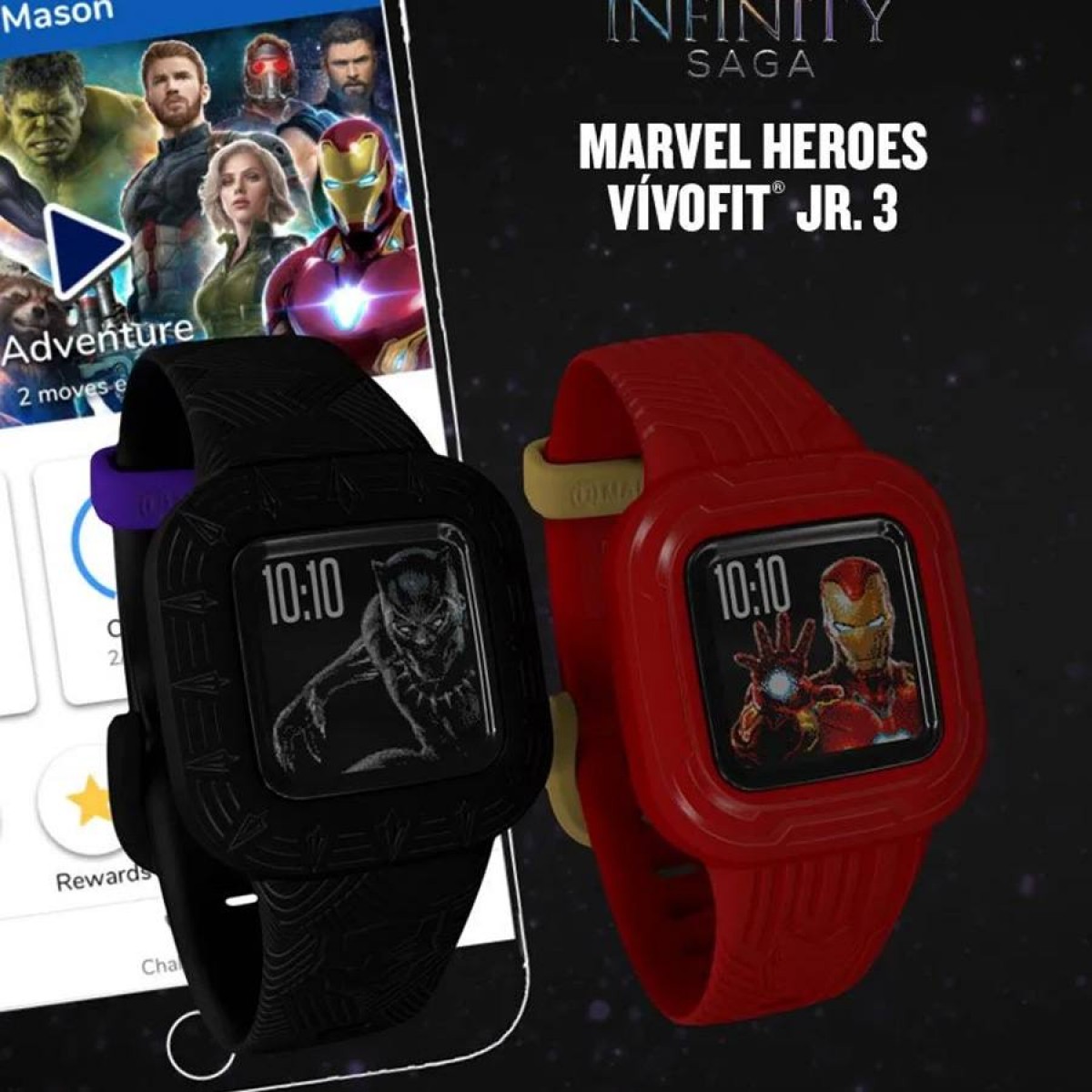 Детски смарт часовник Garmin Vivofit Jr.3 Marvel Black Panther 010-02441-10