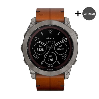 Часовник Garmin Fenix 7 Sapphire Solar Titanium/Chestnut/Graphite 010-02540-31
