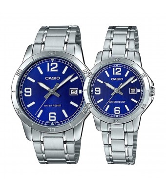 Комплект часовници за двойки Casio MTP-V004D-2B & LTP-V004D-2B