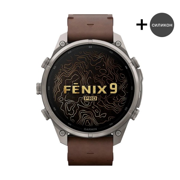 Смарт часовник Garmin Fenix 9 Pro Amoled 47 мм LTE Titanium/Walnut/Pebble Gray/Silver 010-04336-41