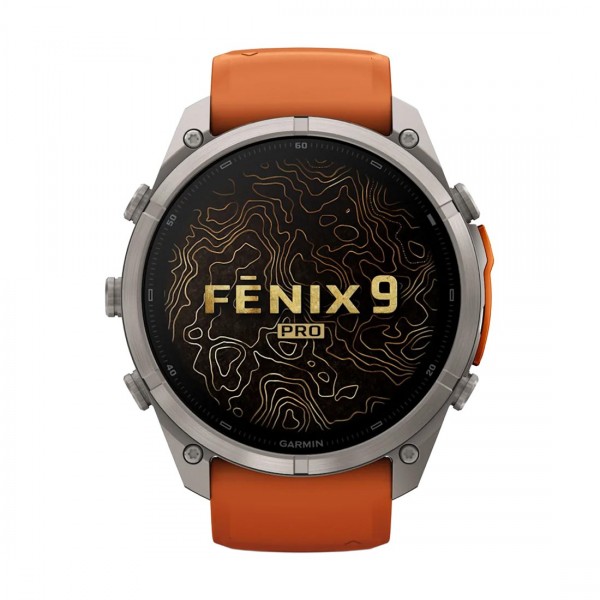 Смарт часовник Garmin Fenix 9 Pro Amoled 51 мм LTE Titanium/Autumn Orange/Spark Orange 010-04337-01
