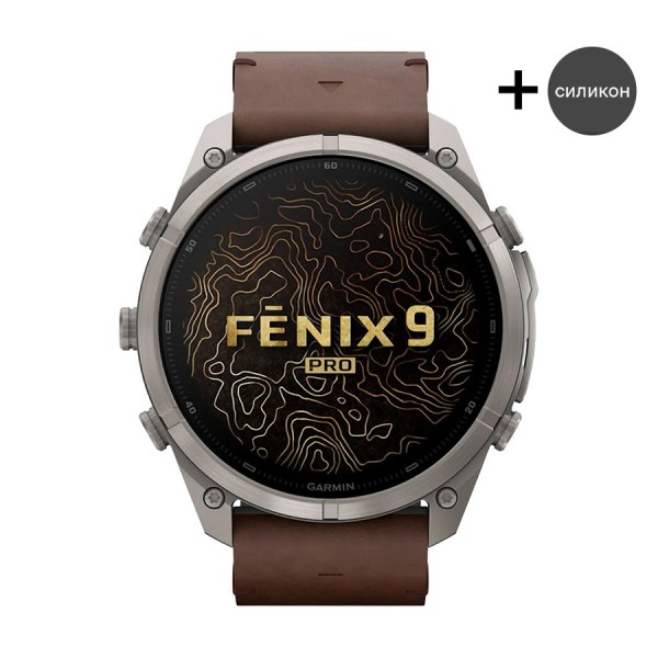 Смарт часовник Garmin Fenix 9 Pro Amoled 51 мм LTE Titanium/Walnut/Pebble Gray/Silver Gray 010-04337-41
