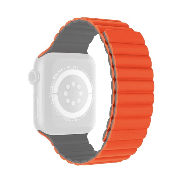 Двуцветна силиконова каишка за Apple Watch 42/44/45/49 мм, оранжево и сиво