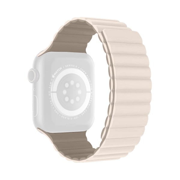 Двуцветна силиконова каишка за Apple Watch 38/40/41 мм, бяло и каки