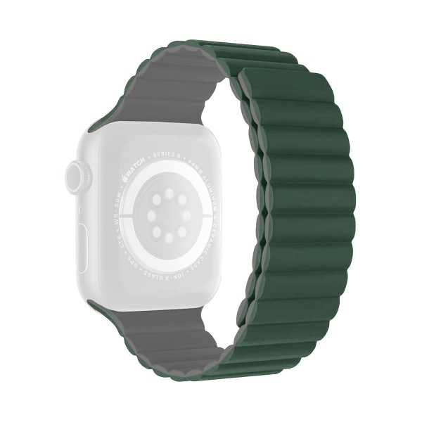 Двуцветна силиконова каишка за Apple Watch 42/44/45/49 мм, тъмнозелено и сиво