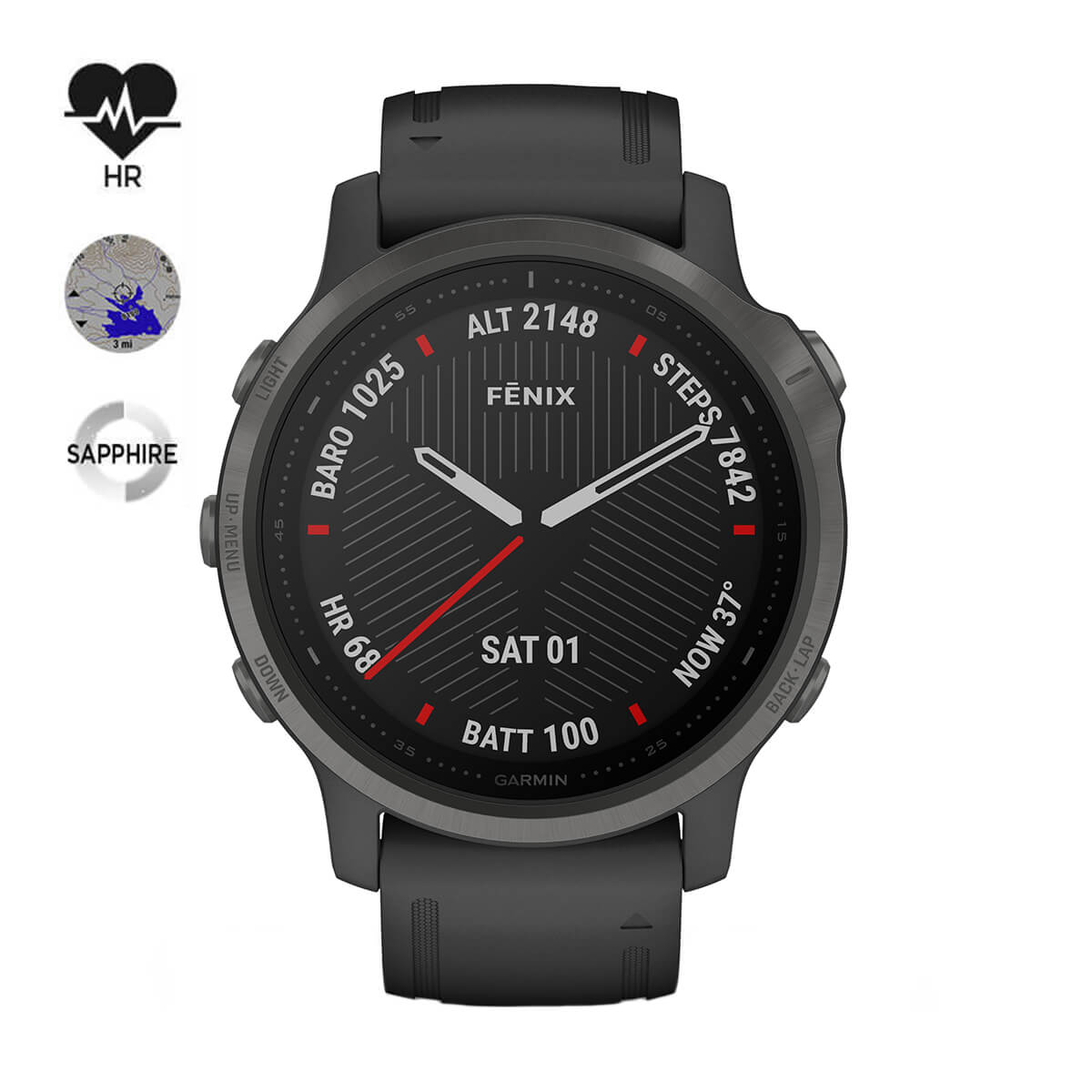 Часовник Garmin Fenix 6S Sapphire Carbon Gray DLC 010-02159-25