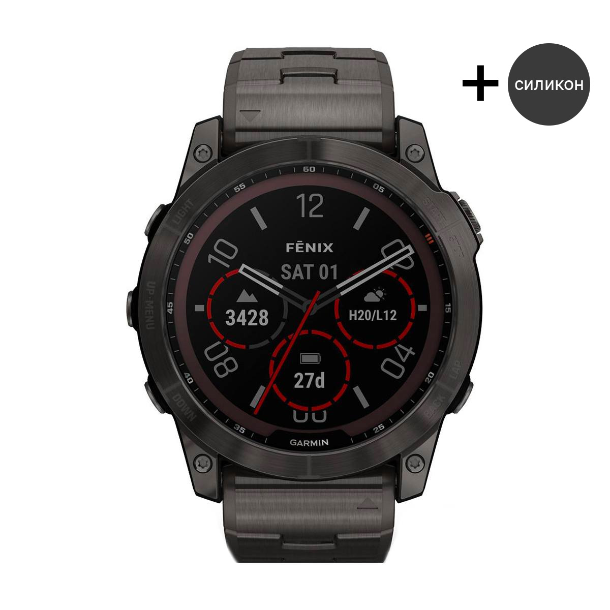 Garmin fenix 7X Sapphire Solar (Carbon Gray DLC Titanium w/ Black 